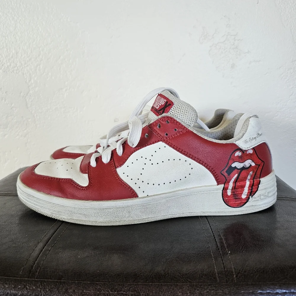 Rolling Stones X Mark Nason Leather Palmilla Marquee Red White Sneakers‎ 9.5